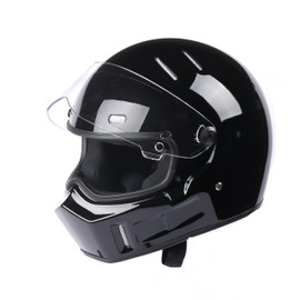 CRG Full-Face Motorcycle Street Bike Fiberglass Helmet DOT Certified Motocross Helmet Extra Large Size Helmet (Glossy Black, Medium)