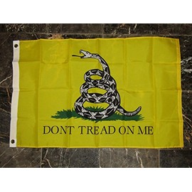 2X3 Gadsden Don't Tread On Me White Snake Rough Tex Knitted Flag 2X3 ft (60 X 90 CM) House Banner Grommets Double Stitched Fade Resistant Premium Quality