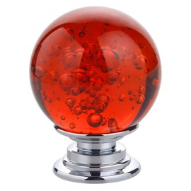 IEIK 10 PCS Crystal Cabinet Knobs Round Glass Bubbles Dresser Knobs Smooth Drawer Knobs Handle for Home, Cabinet, Drawer and Dresser Hardware with 3 Different Size Screws, 30MM (Red)
