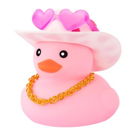 wonuu Pink Rubber Duck with Heart-shaped Sunglasses Car Ducks Small Duckies with Cowboy Hat, Dot-Pink Silver