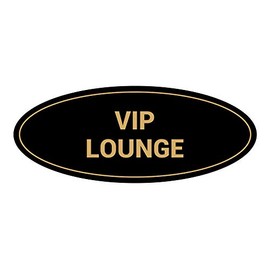 Signs ByLITA Oval VIP Lounge Sign (Black Gold) - Medium