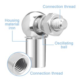 yotutun Set of 4 L-shaped ball joint, rod end bearing M8 x 1.25 mm, threaded rod head bearing, right-hand, internal thread, joint head, ball bearing with bolts, angle linkage, ball joint set for
