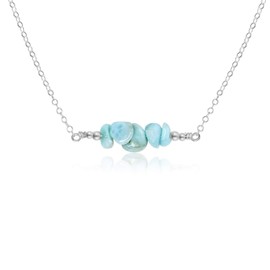 Larimar Chip Bead Bar Necklace in Sterling Silver
