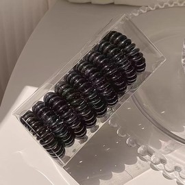 9-Pack Women's Hair Ties - Waterproof Hair Ties for Women Spiral Hair Ties for Thick Hair Elastic Hair Ties for Thin Hair Elastic and Spiral Hair Ties(Black)