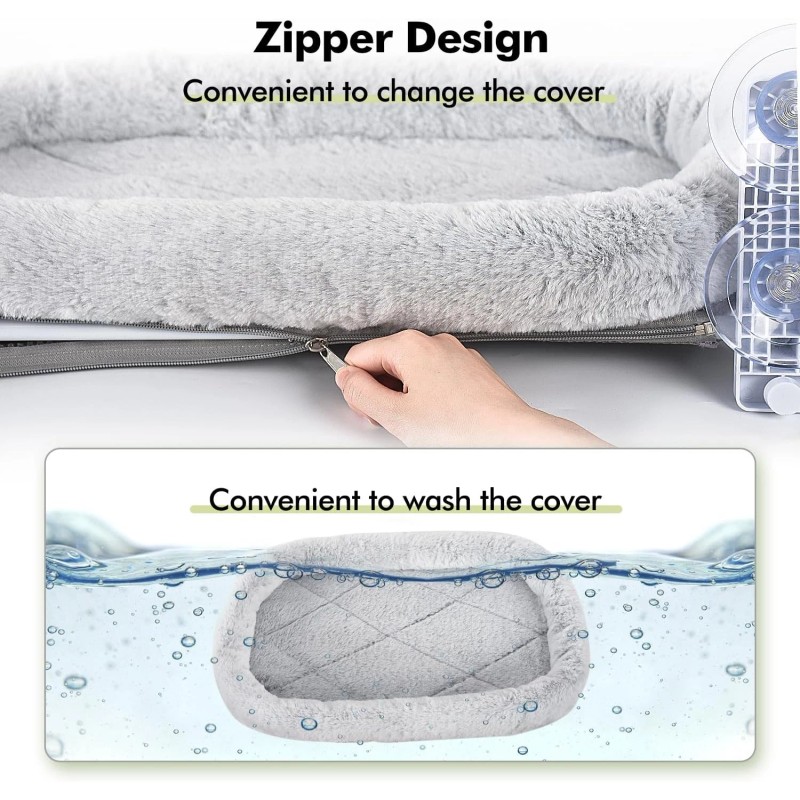 AMOSIJOY Cordless Cat Window Perch, Cat Hammock for Wall with