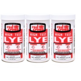 The Boyer Corporation Red Crown Lye for Soap Making, Sodium Hydroxide Pure High Test Food Grade Lye, Caustic Soda, Drain Cleaner and Clog Remover, 3 Pack 2.2 lbs.
