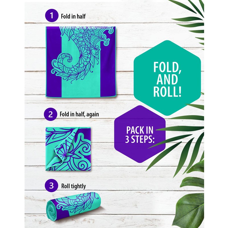 VENTURE 4TH Microfiber Beach Towel: Quick-Dry, Compact, Sand-Free, Absorbent, Sandproof