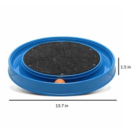 FURACÃOPET Round Cat Scratcher Toy with Ball – Interactive Scratching Carpet and Play Track for Stress Relief and Fun (Blue)