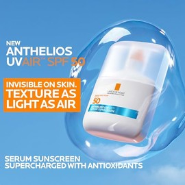 La Roche-Posay Anthelios UVAir Sunscreen Serum SPF 50 for Sensitive Skin, with Niacinamide, Hyaluronic Acid & Antioxidants, Hydrating Lightweight Suns