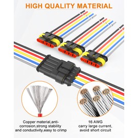NAOEVO 5 Pin Connector Waterproof，16 AWG 5 Wire Connectors, Automotive Electrical Connectors Male And Female Way With Heat Shrink Tubing For Car Truck Boat Wire Connection, 6 Kits