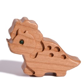 RiLiKar 2 Pack Wooden Cabinet Knobs Cute Wood Dinosaur Drawer Dresser Knobs Wardrobe Cupboard Door Knobs Pulls Handles for Home Furniture with 3 Kinds of Screws (Triceratops)