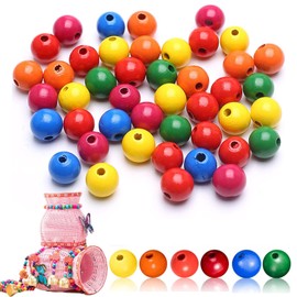 Colourful Wooden Beads Set Wooden Beads for Making Children's Bracelets Pendant Beads Crafts (16 mm - 200 Pieces)