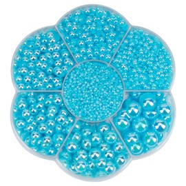 5800Pcs Half Pearls for Crafts, Flatback Pearls for Artwork Making, DIY Rhinestones Accessory Nail Art,Face Gems Jewels Flat Back Craft Pearls for Artist Creative - AB Aqua Blue