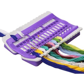 ANCLLO Floss Organizer, Plastic Embroidery Thread Organiser 30 Holes Reusable Cross Stitch Row Line Tools Card Multifunction Craft DIY Sewing Accessory Purple