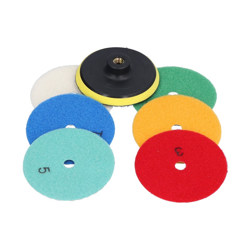 6Pcs Dry Diamond Polishing Pads 1Pc Backer Polish Kit for