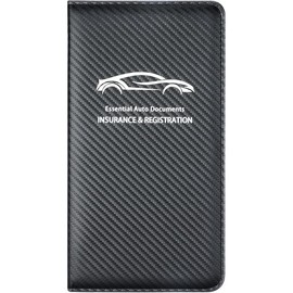 Premium Leather Car Registration & Insurance Holder, Glove Box Organizer with Magnetic Closure for Driver License & Essential Documents.4o mini - Colour: Carbon Fiber