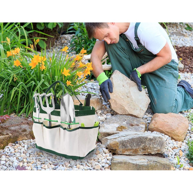 Garden Tool Bag Organizer Heavy Duty 8 Pocket Gardening Hand