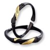 Dtup Set Anillos Pareja Calidad Oro Negro Bambú Elegante Regalo