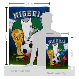 Ornament Collection FK192103-BO World Cup Nigeria Soccer Interests Sports Decorative Vertical Kit, House & Garden Flags Set w/Flagpole, Multi-Color