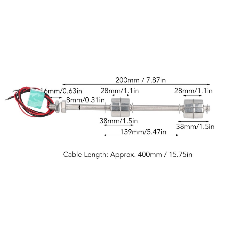200mm 0‑ Dual Ball Float Switch Stainless Steel Double Ball