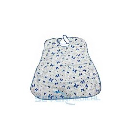 국산리본무늬 위생방수턱받이 요양원 환자용 블루끈형 Korean-made Ribbon Pattern Waterproof Bib with Blue Ties for Nursing Home Patients