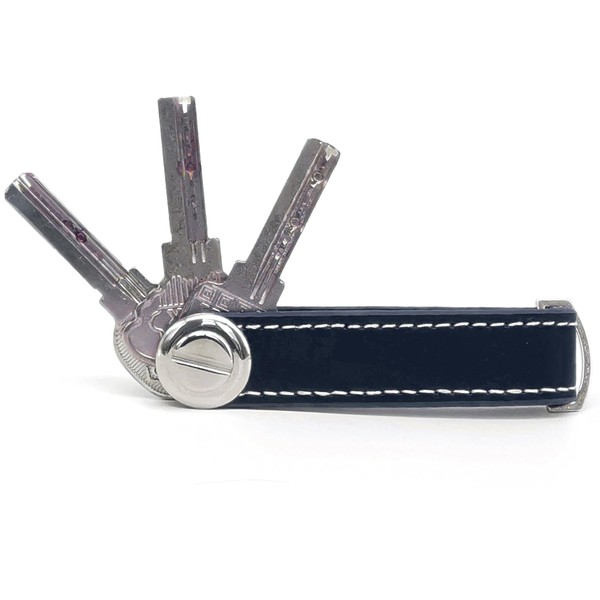 Bestac Compact Leather Key Holder with Secure Stainless Steel Locking