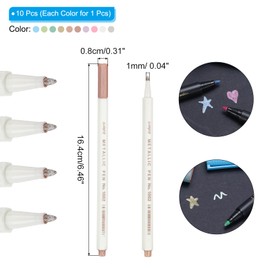 PATIKIL Metallic Marker Pens, 10 Colors Watercolor Metallic Brush Pen with Hard Fine Tip for Black Paper, Adult Coloring, Calligraphy, Card Making, Rock Painting, Scrapbook, Photo Album