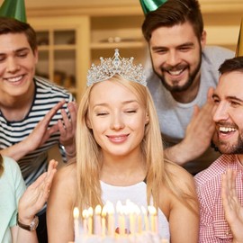 AOPRIE Birthday Queen Sash Headbands for Women Birthday Tiara & Crowns for Girls Happy Birthday Accessories Favor Supllies Silver, 2 Pack