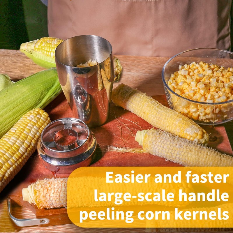 Newness Corn Stripper Peeler & Cutter with Cup, 304 Stainless