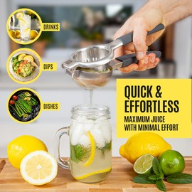 Large Lemon Squeezer Stainless Steel Press - Non-Slip Grip, Heavy Duty, Manual Design - Effortless Pro-Grade Lemon, Lime, Orange, and Citrus Fruit Hand Held Lemon Juicer Squeezer - No Seeds, Max Juice | KENSINGTON LONDON