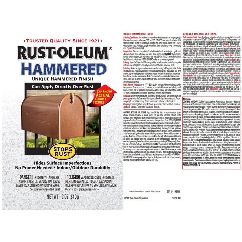 Rust-Oleum 7210502 Stops Rust Hammered Finish Paint, Quart, Gold