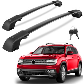 KINGGERI 220lb Lockble Roof Rack Cross Bars Compatible with Volkswagen VW Atlas 2017-2025 with Raised Side Rails(Not For Atlas Cross Sport), Heavy Duty Anti-Theft Aluminum Roof Rails Crossbars Rooftop