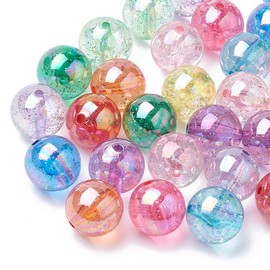 Beadthoven 100pcs 20mm Chunky Bubblegum Beads, Glittery Beads Transparent Crystal Chunky Acrylic Beads Mix Color Colorful Gumball Round Beads Spacers for Jewelry Making Necklace Pen Keychain Supplies