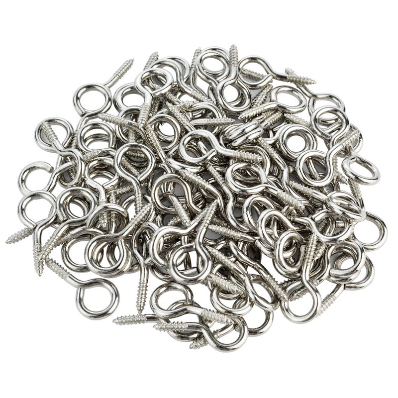 Wobe 100pcs Small Screw Eye Shape Hanging Screw Hooks 1"