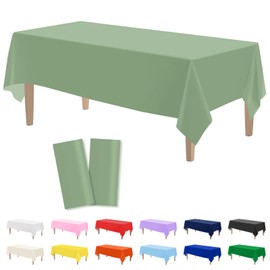 Kopokita 2PCS Sage Green Plastic Tablecloths 54 x 108 Inch, Disposable Table Cloths Rectangle Party Table Covers