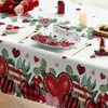 Horaldaily Valentine's Day Tablecloth 52×70 Inch Rectangular, Red Love Eucalyptus