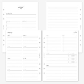 MAY PAPER CO. 2026 A5 Weekly Planner Refill, Week on Two Page Planner Insert for Filofax A5 and LV GM 6 ringed Agenda (Weekly with Tracker)