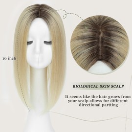 Aimeolyn Hair Toppers for Women Real Human Hair,Hairs Toppers for Women No Bangs Top Hairs Extensions/Pieces for Thinning Haisr Upgrade Big Base 16inch