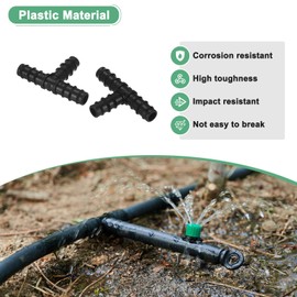 M METERXITY 10-Pack Drip Irrigation Barbed Fittings, for 3/8 Inch Tees Tubing Connector Plastic Coupling Irrigation Parts for Garden/Greenhouse/Aquarium/Flower Pot, Drip Pipe Accessories