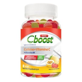 Cboost - Gomitas Cafeína 50mg, Vitamina C y B6, Maracuyá y Guaraná, 90 Pzs