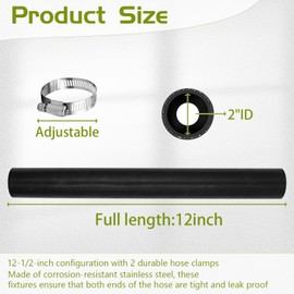 2" ID Straight Coolant Radiator Hose, 12” Length, Heavy-Duty 3-Ply Reinforced Silicone Elbow Coupler Hose for Turbo Intake, Cooling System, Marine & Industrial Use