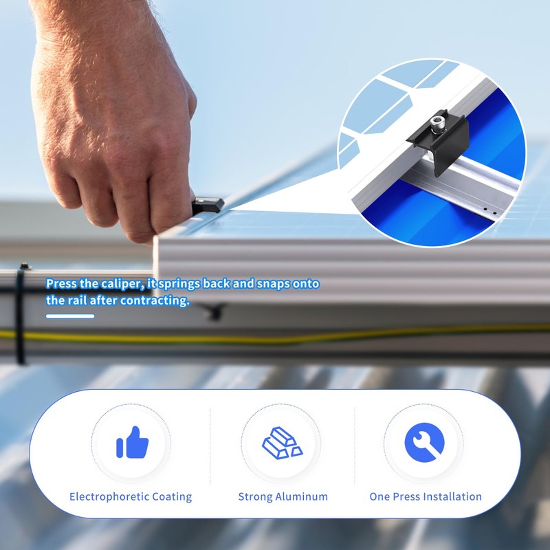 Pack of 6 Solar End Clamps, Solar Panel Holder End