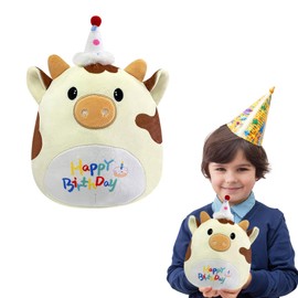 MetalNuts 8" Unicorn Cow Soft Plush Toy - 20cm Happy Birthday Brown Plushies Plush Cow Toy for Kids Birthday Plush Pillow Toy,Cute Stuffed Animal Cow Plushies Toys for Girls Boys Birthday Gift