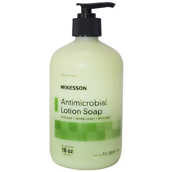 MCK Brand 80871800 Antimicrobial Soap Mckesson Lotion 18 Oz. Pump Bottle 53-28087 Box Of 1
