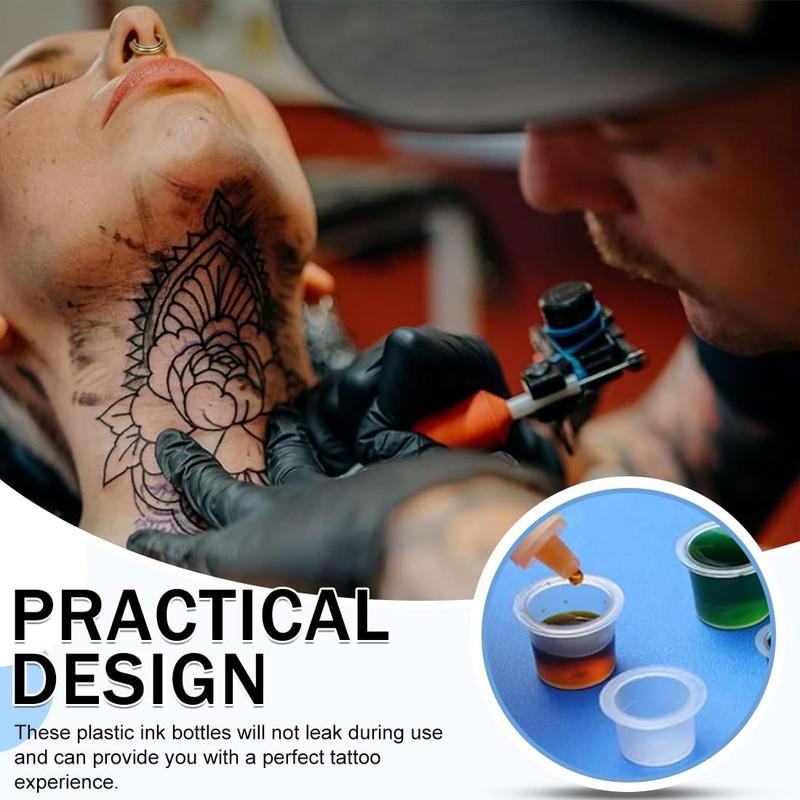 200 Stück Tattoo-Tintenkappen, Tattoo Farbkappen Cups, Einweg Tintenbecher, Kleine Small