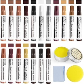 Furniture Markers Touch Up, 18 Colors Wood Markers Furniture Repair Kit with Wood Polish Wax, Upgrade Wood Floor Repair Kit, Wood Pens for Scratches, Table, Cabinet, Bedpost