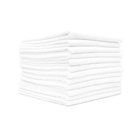 (12-Pack) 16 in. x 16 in. Commercial Grade All-Purpose Microfiber HIGHLY ABSORBENT, LINT-FREE, STREAK-FREE Cleaning Towels - THE RAG COMPANY (White)