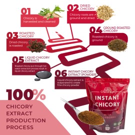 CHICORAYA Coffee Alternative Beverage Blend Chicory Root Powder 14.1oz Raspberry