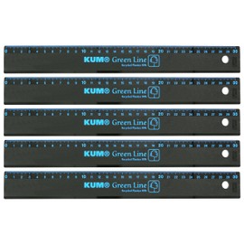 KUM AZ349.02.16-B - Lineal Green Line, 30 cm, blau, nachhaltig, 5 Stück, Schulmaterial