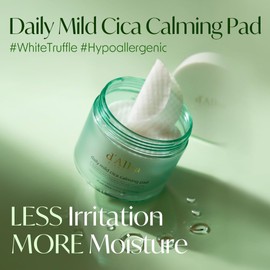 d'Alba Daily mild cica calming pad, Calming and Soothing facial pads, Gentle exfoliation and hydration, 50 pads